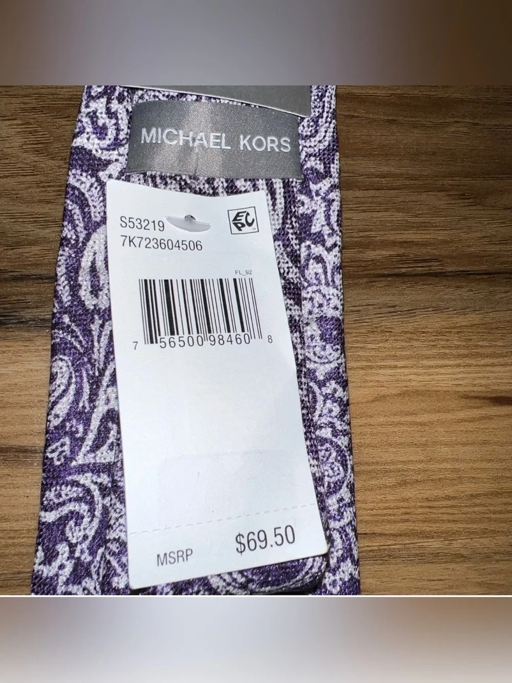 Michael Kors Men's Paisley Tie neck purple - Grape (purple), New MSRP $69.50